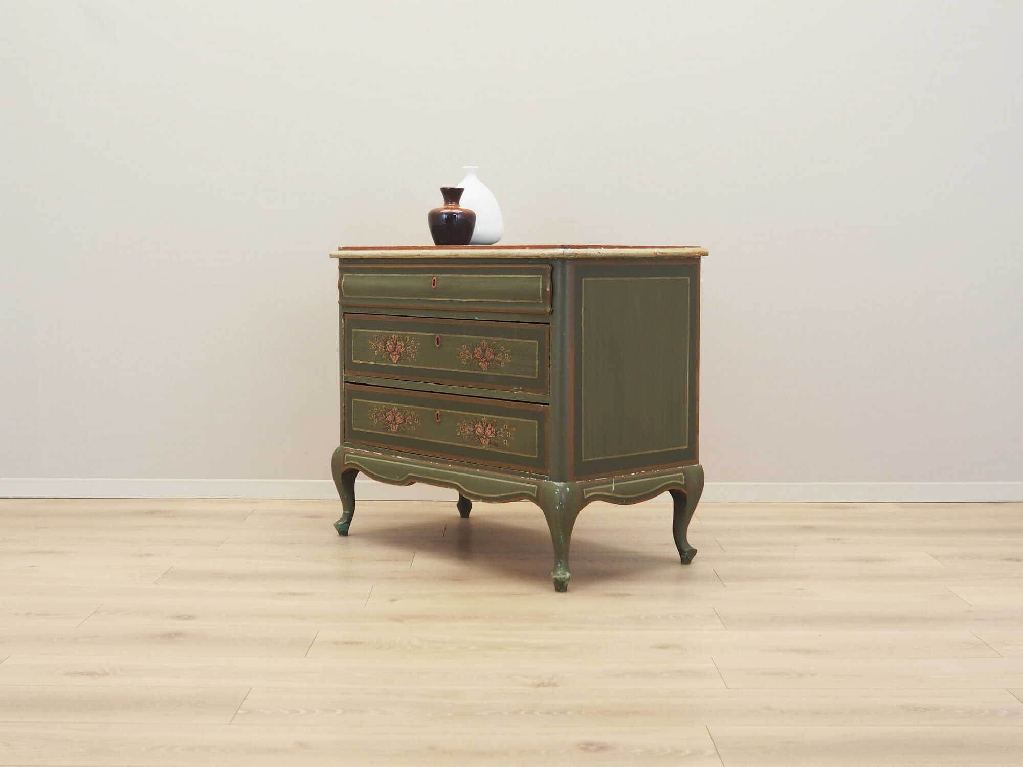 Vintage Kommode Kiefernholz Grün 1950er Jahre 2