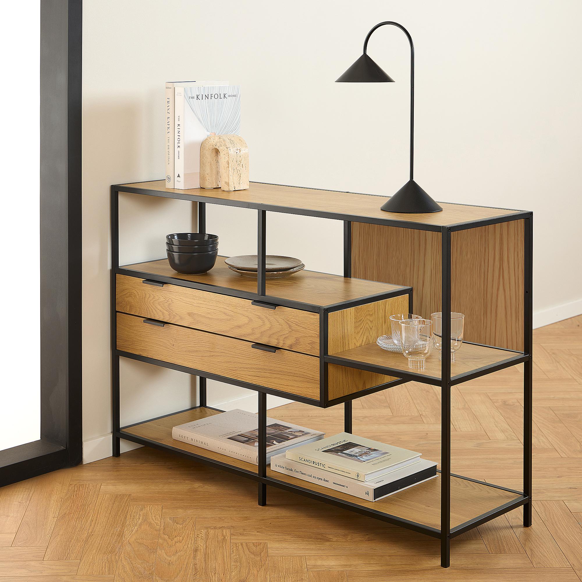Coogee Shelf with Drawers Teak 114 cm 3