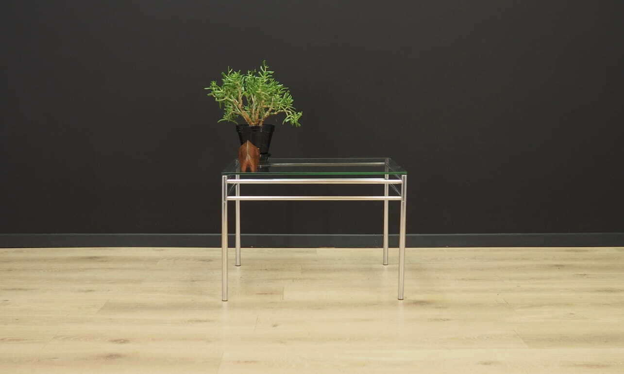 Vintage side table glass metal transparent 1960s 2