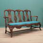 2x Vintage Chair & Bench Wood Velvet Blue 1970s 3