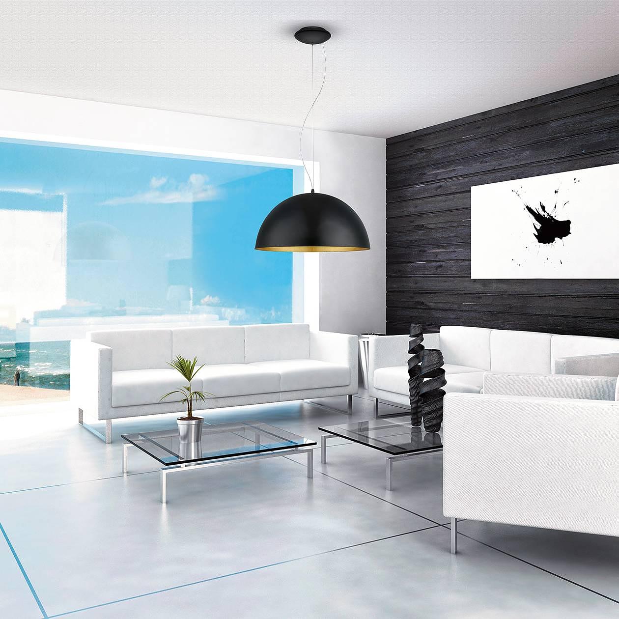 Pendant lamp Gaetano Steel 1-light Black Gold Ø 38 cm 2