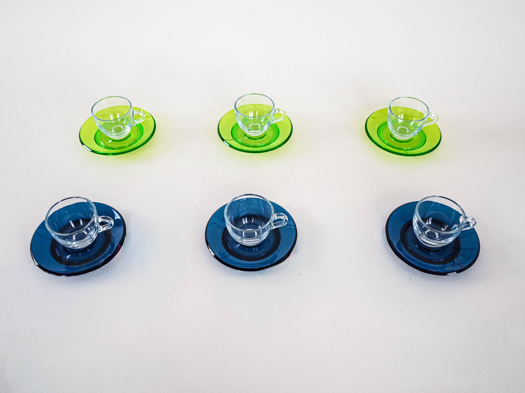 Glass Set Multicolored 1970s 3