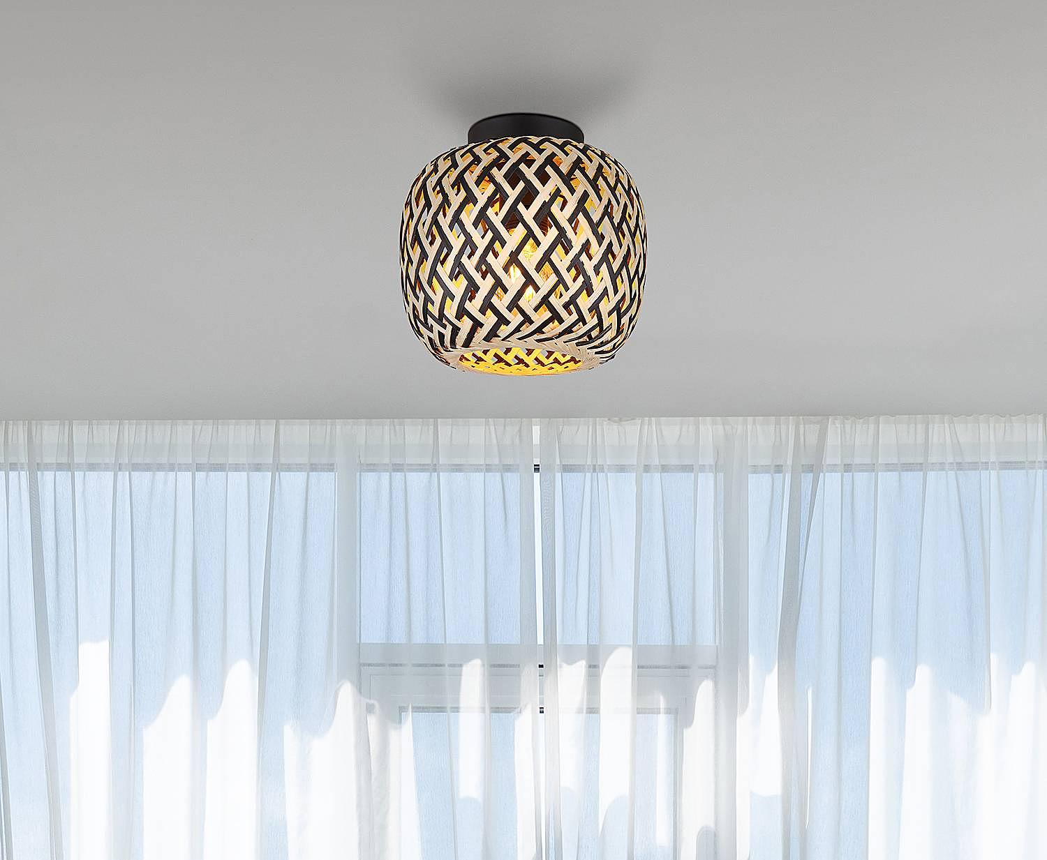 1-Flame Ceiling Lamp Colly Bamboo Solid Iron 2