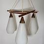 Wand- und Pendelleuchte-Set Teakholz Opalglas 5