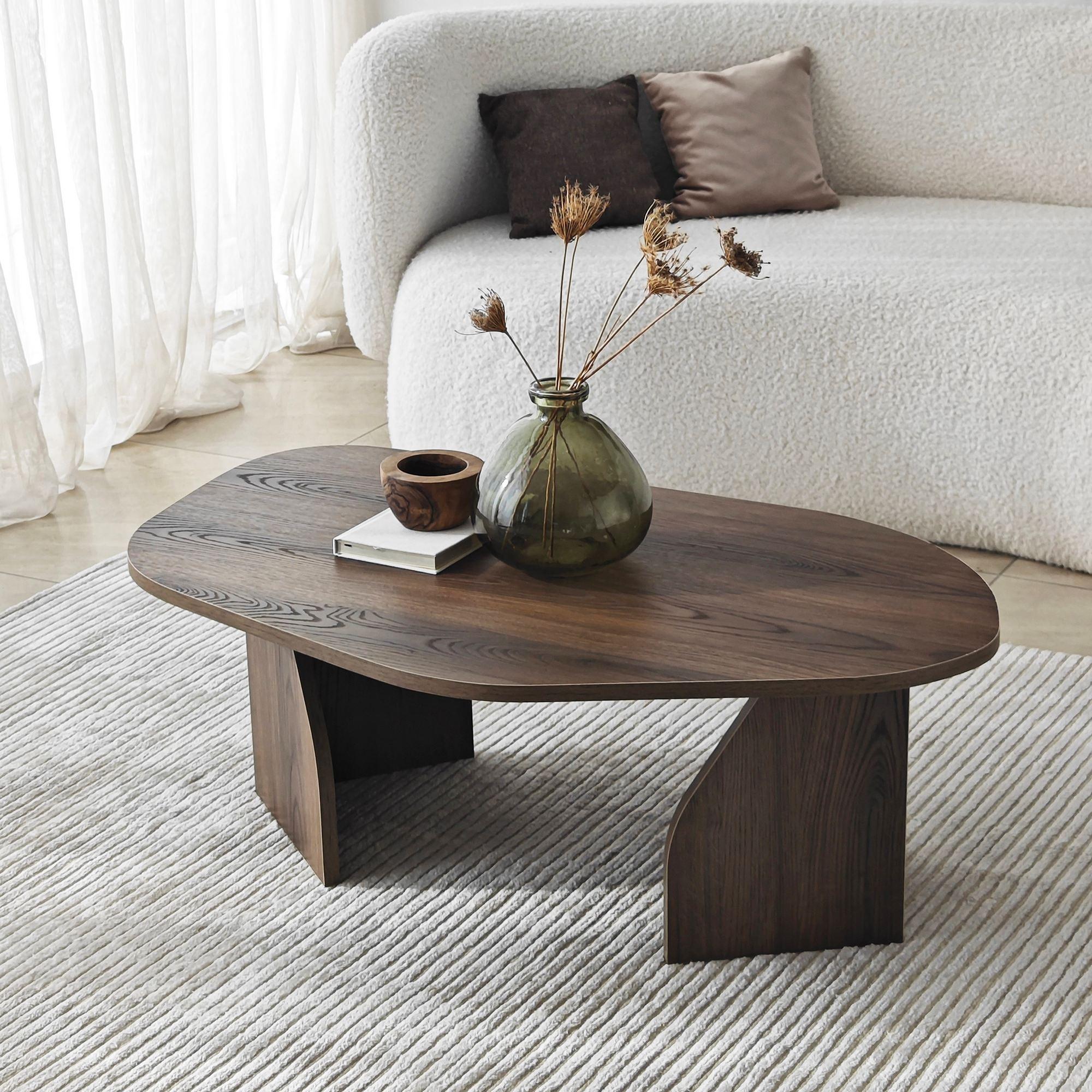 Rock Coffee Table Walnut Look Brown 5