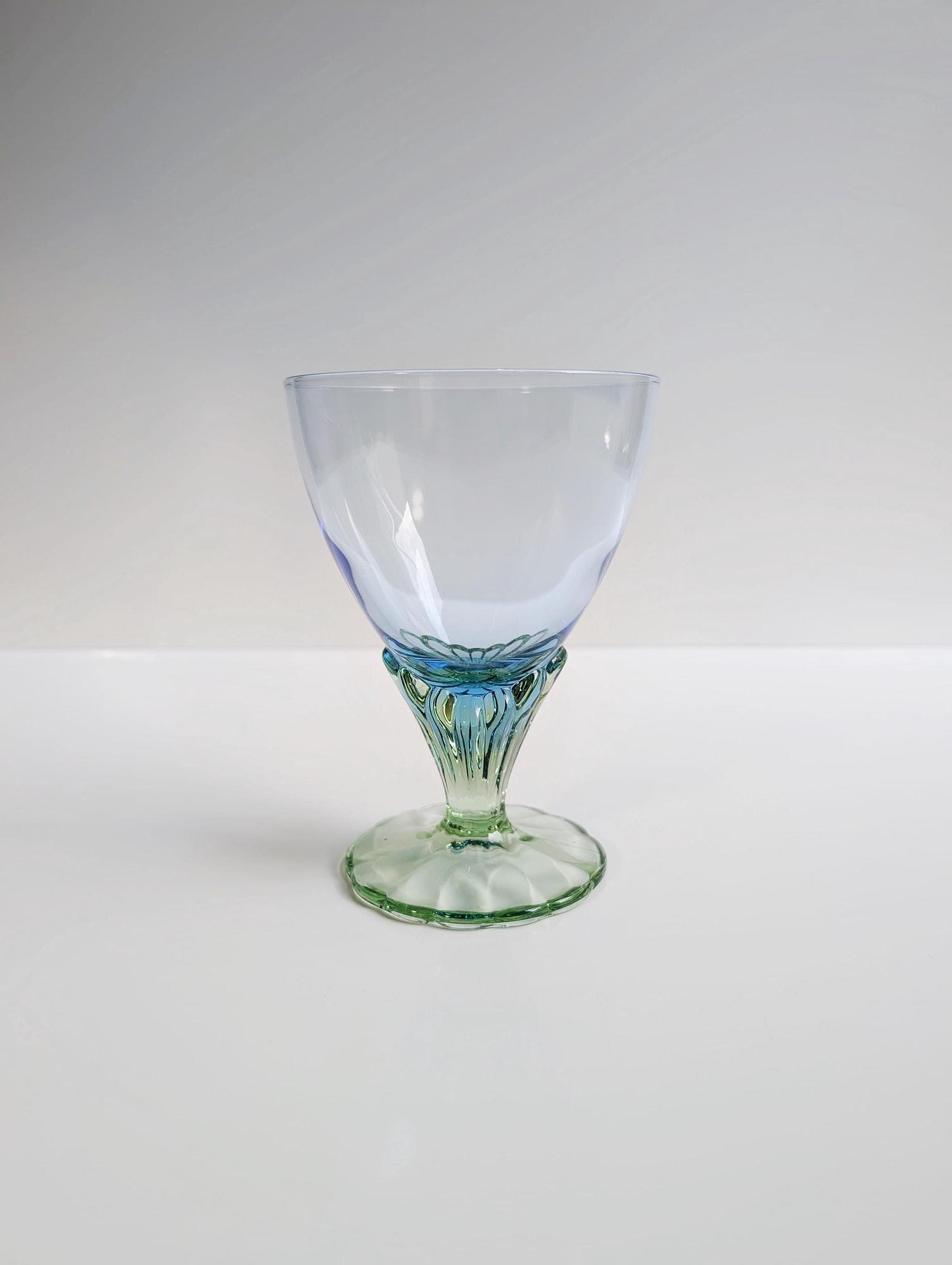 4x Vintage Glas Blau 1990er Jahre 1