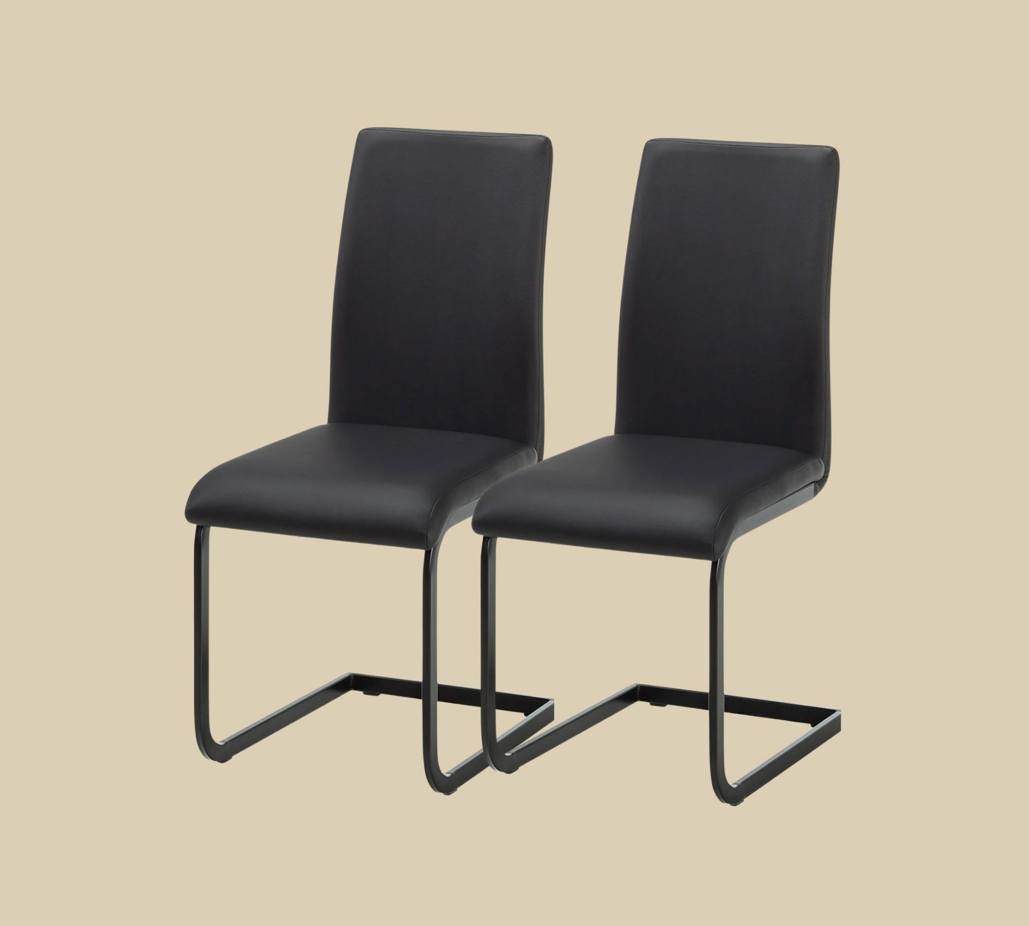 2x Cantilever Chairs Faux Leather Black 0