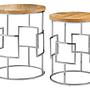 Agra Set aus 2 Mangoholz Beistelltischen mit runder Platte
 0