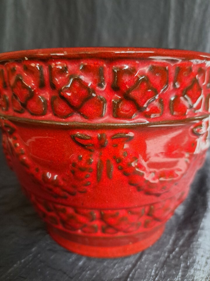 Vintage Blumentopf Keramik Rot 2