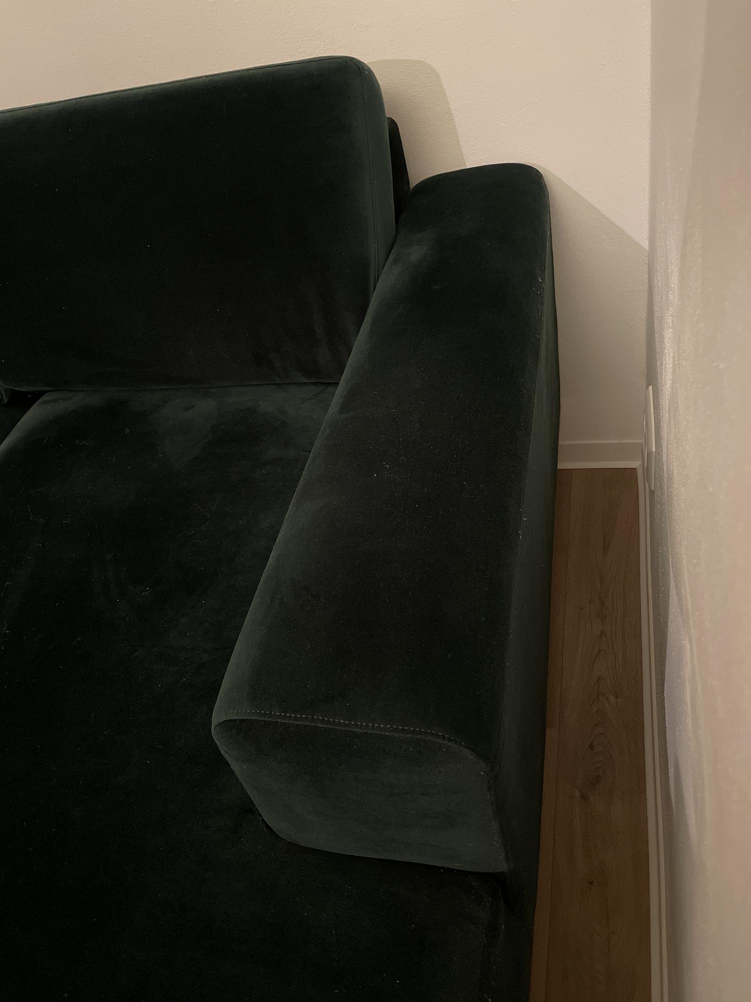 Sofa 3-Sitzer Récamiere Rechts Samt Grün 2