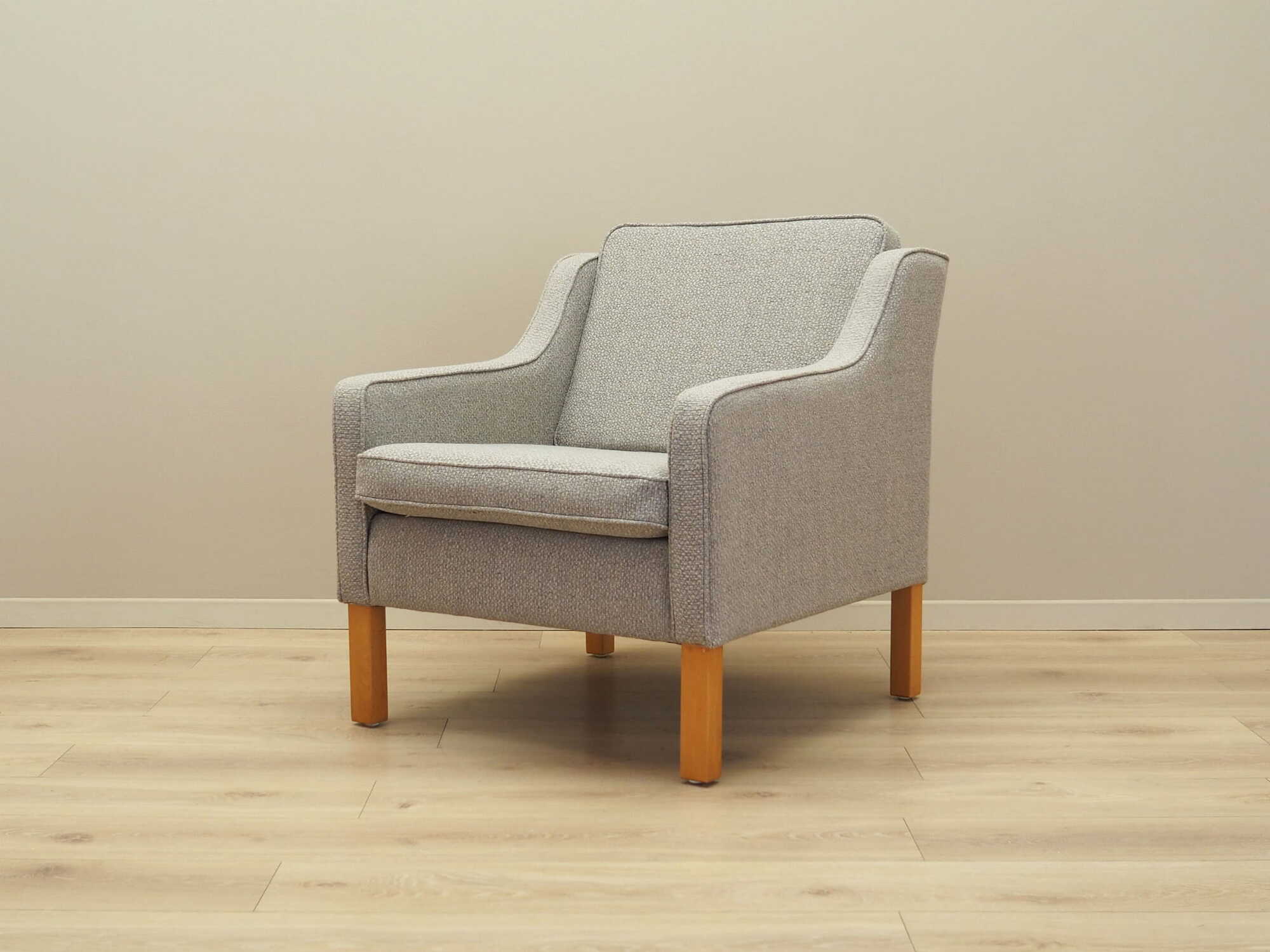 Vintage armchair beech wood textile grey 1970s 4