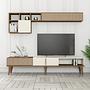 Milan lowboard with wall shelf walnut brown cream 0