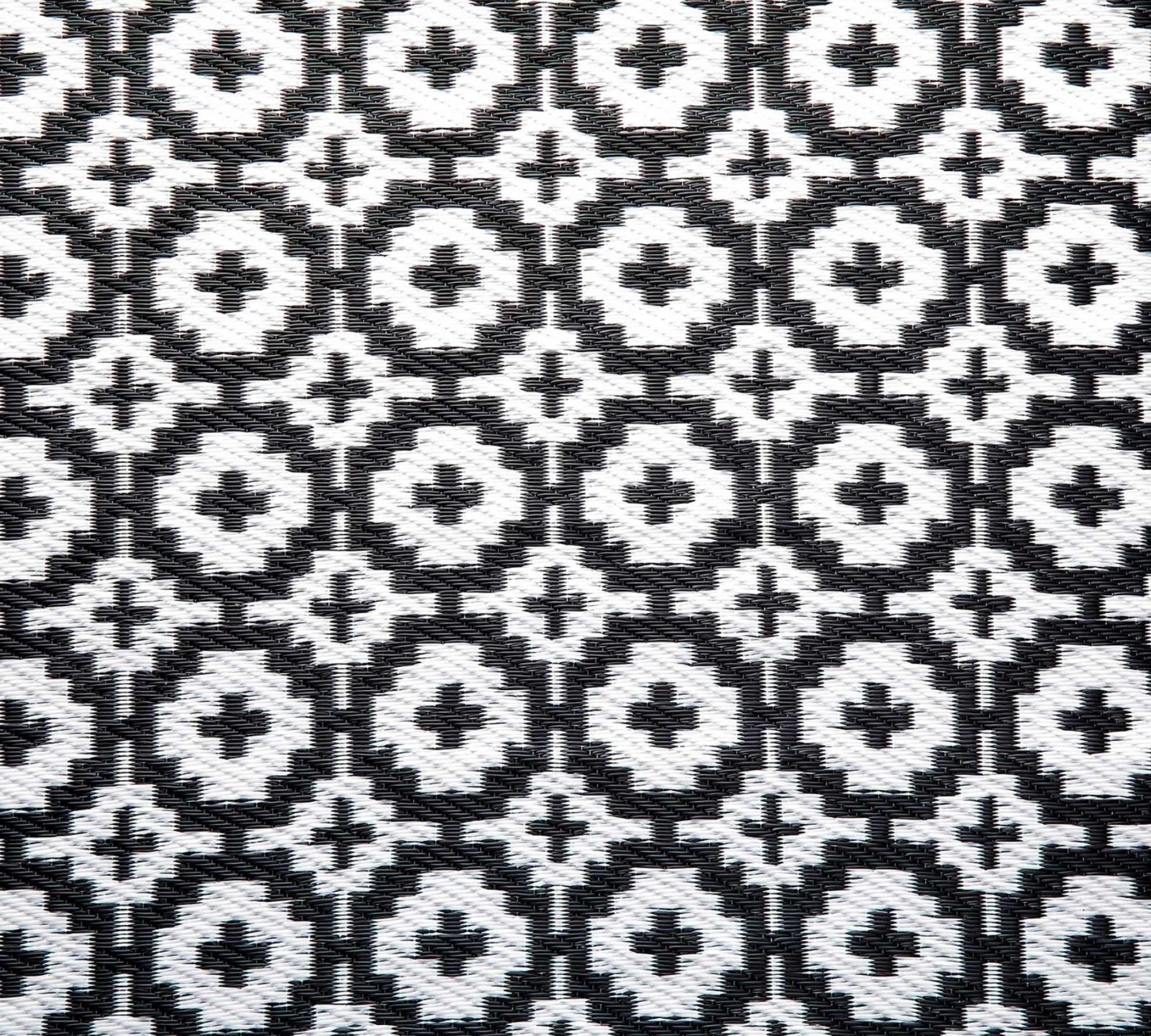 Outdoorteppich Ethno-Muster Schwarz/Weiß 100 x 150 cm 1