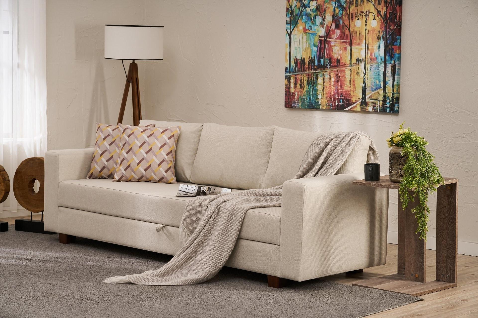 Aly Schlafsofa 3-Sitzer Creme 1