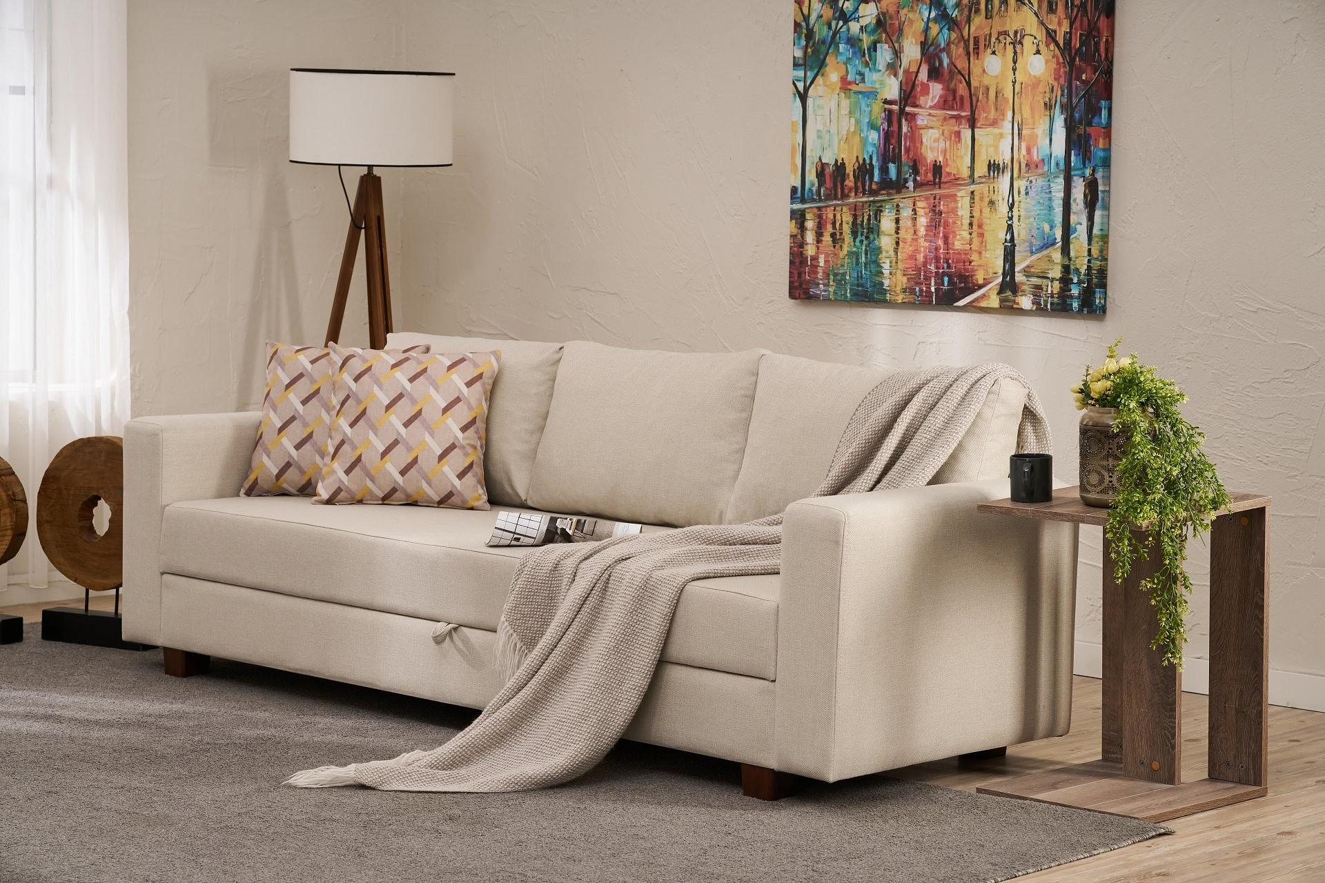 Aly Sofa Bed 3-Seater Cream 1