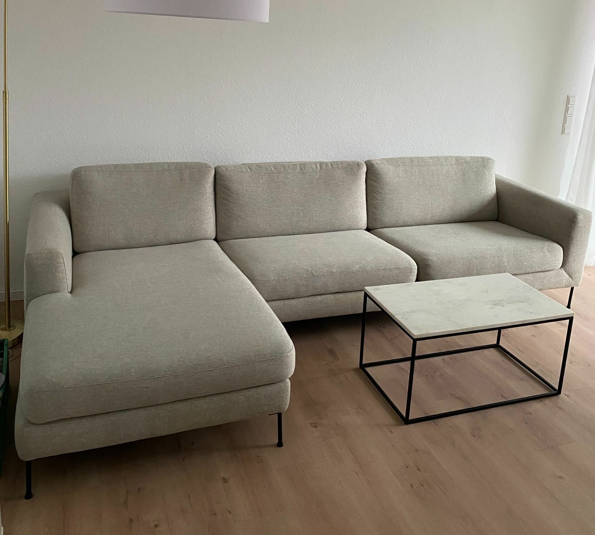 Cucita Sofa 4-Sitzer Récamiere Links Webstoff Grau 0