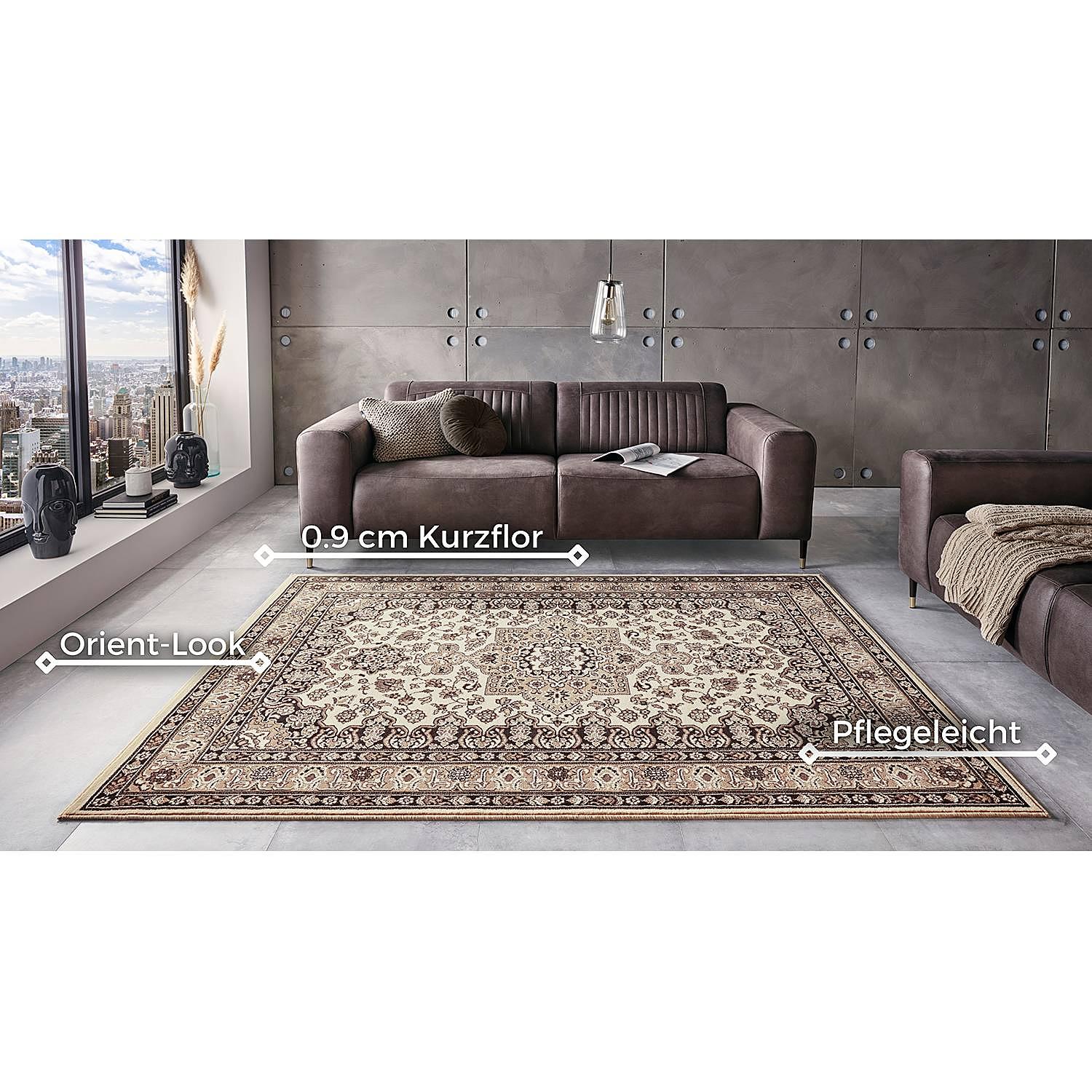 Kurzflorteppich Parun Täbriz Beige 80 x 150 cm 4