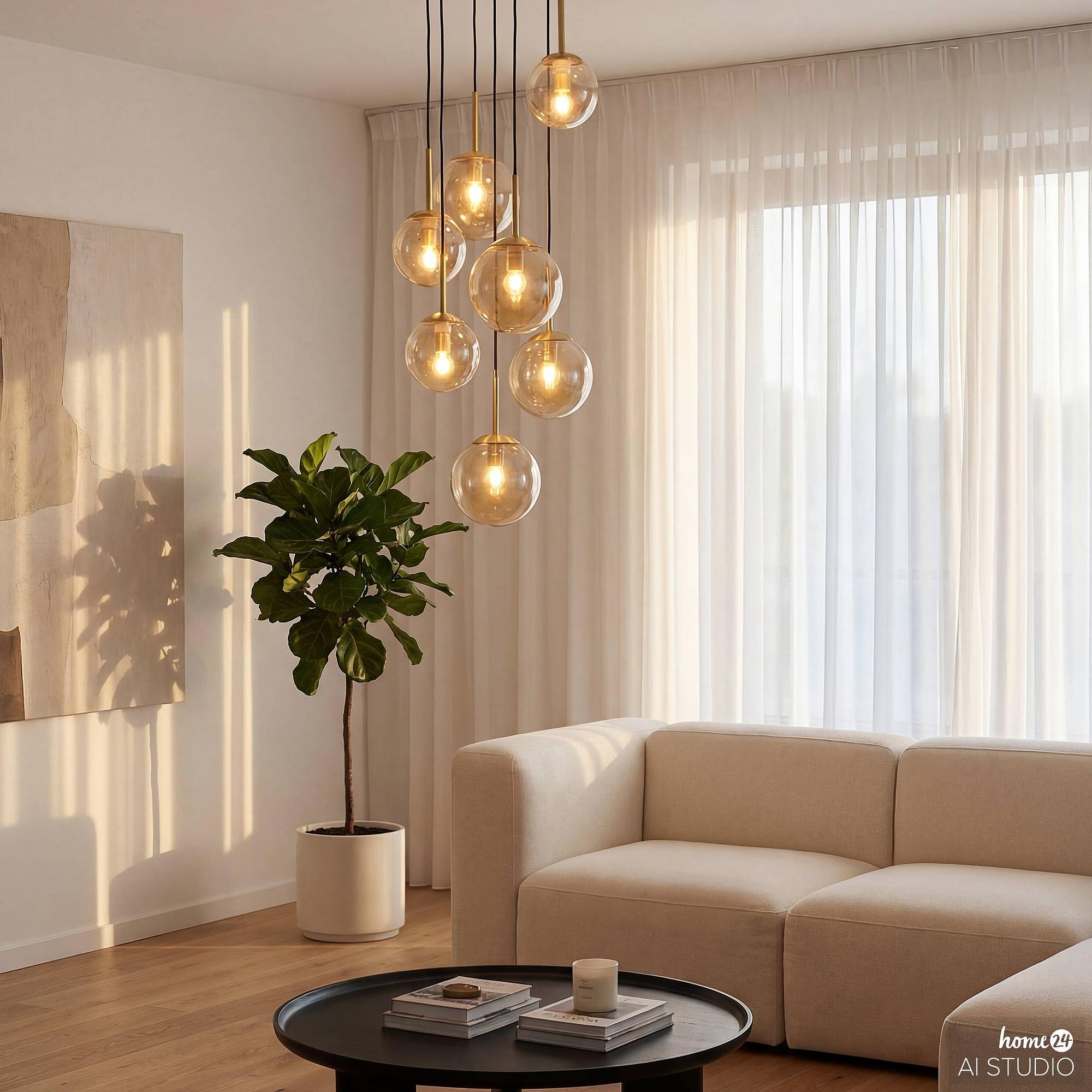 Dimo pendant light 8-bulb iron colored glass 3
