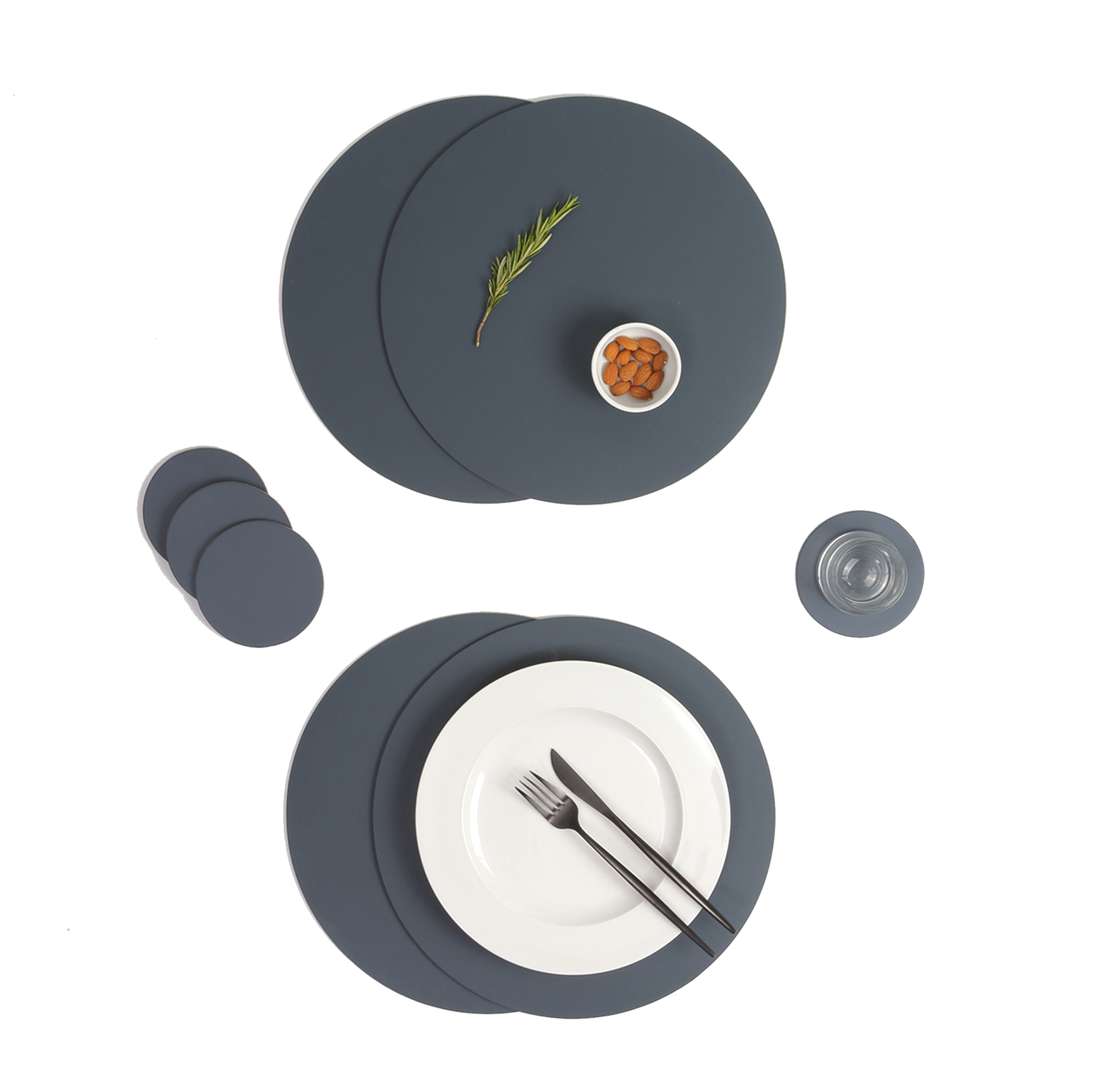 4x Sottobicchieri Tondi 100% Pelle Riciclata Petrolio 3