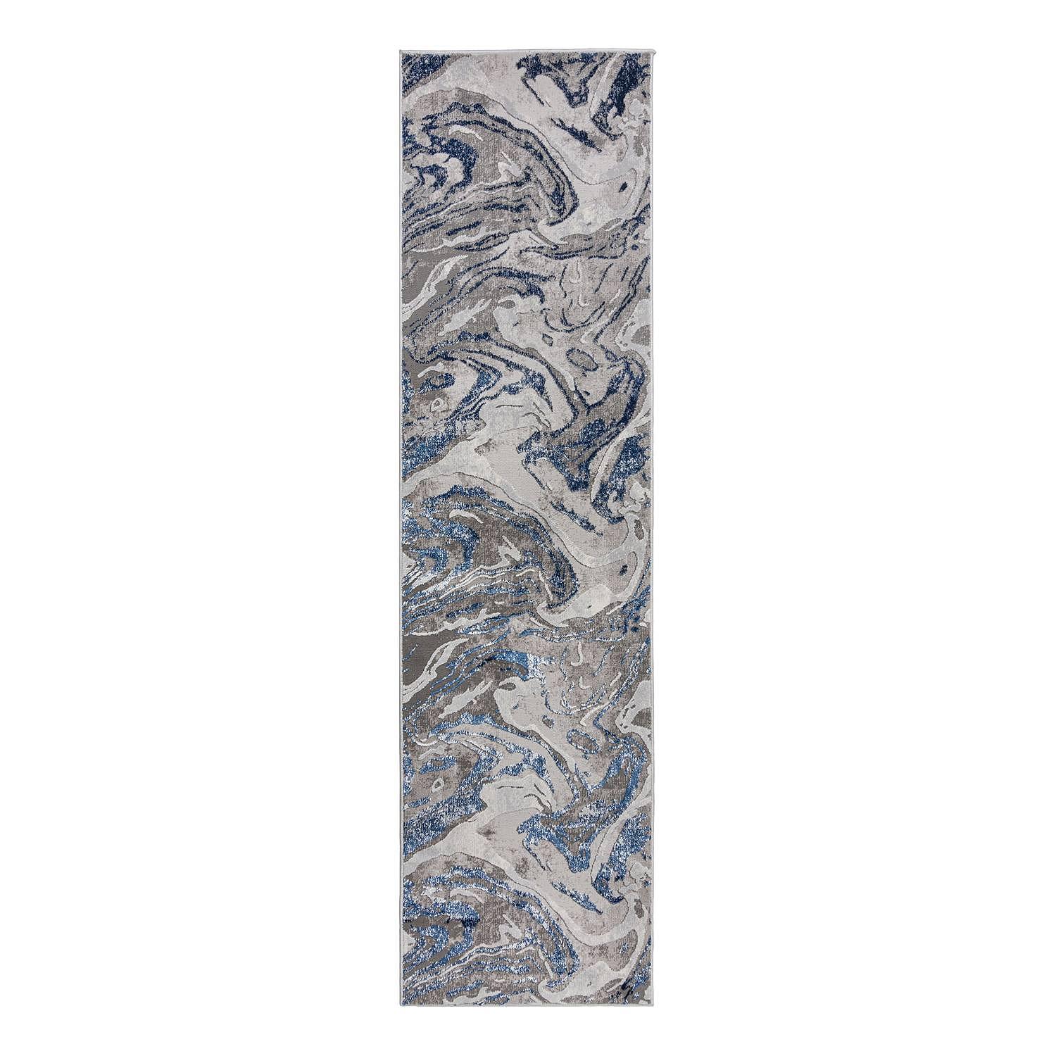 Marbled Runner Navy Blue 80 x 300 cm 1