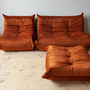 Togo Lounge Set 3-pc. Velvet Amber-Orange 1