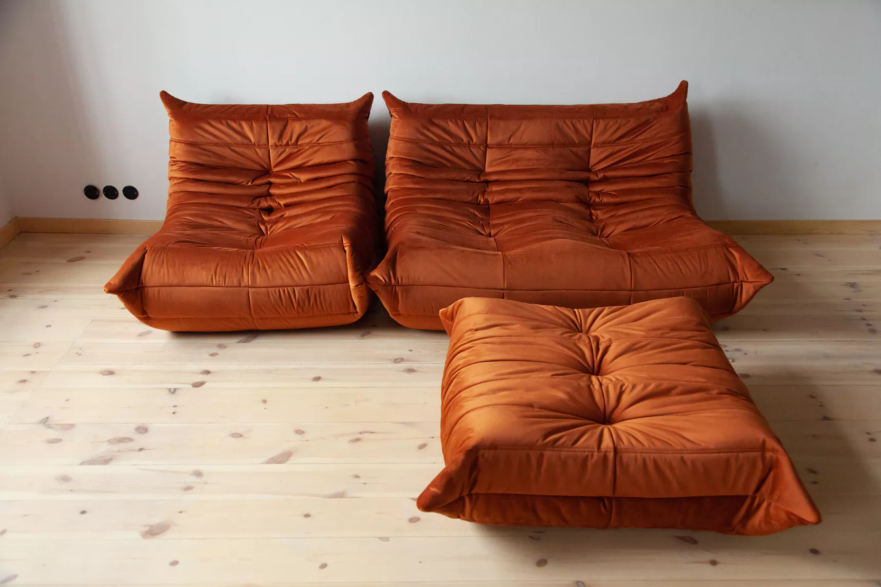 Togo Lounge Set 3-pc. Velvet Amber-Orange 1