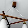 Wand- und Pendelleuchte-Set Teakholz Opalglas 6
