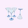 4x Vintage Martiniglas Hellblau 1980er Jahre 0