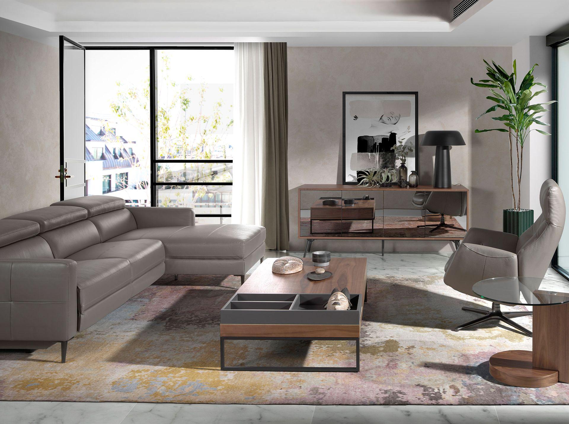 Credenza effetto specchio legno di noce nero 3