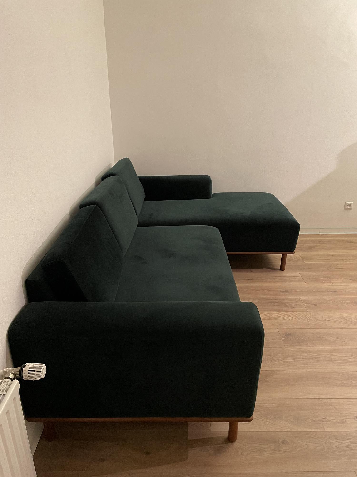 Sofa 3-Sitzer Récamiere Rechts Samt Grün 3