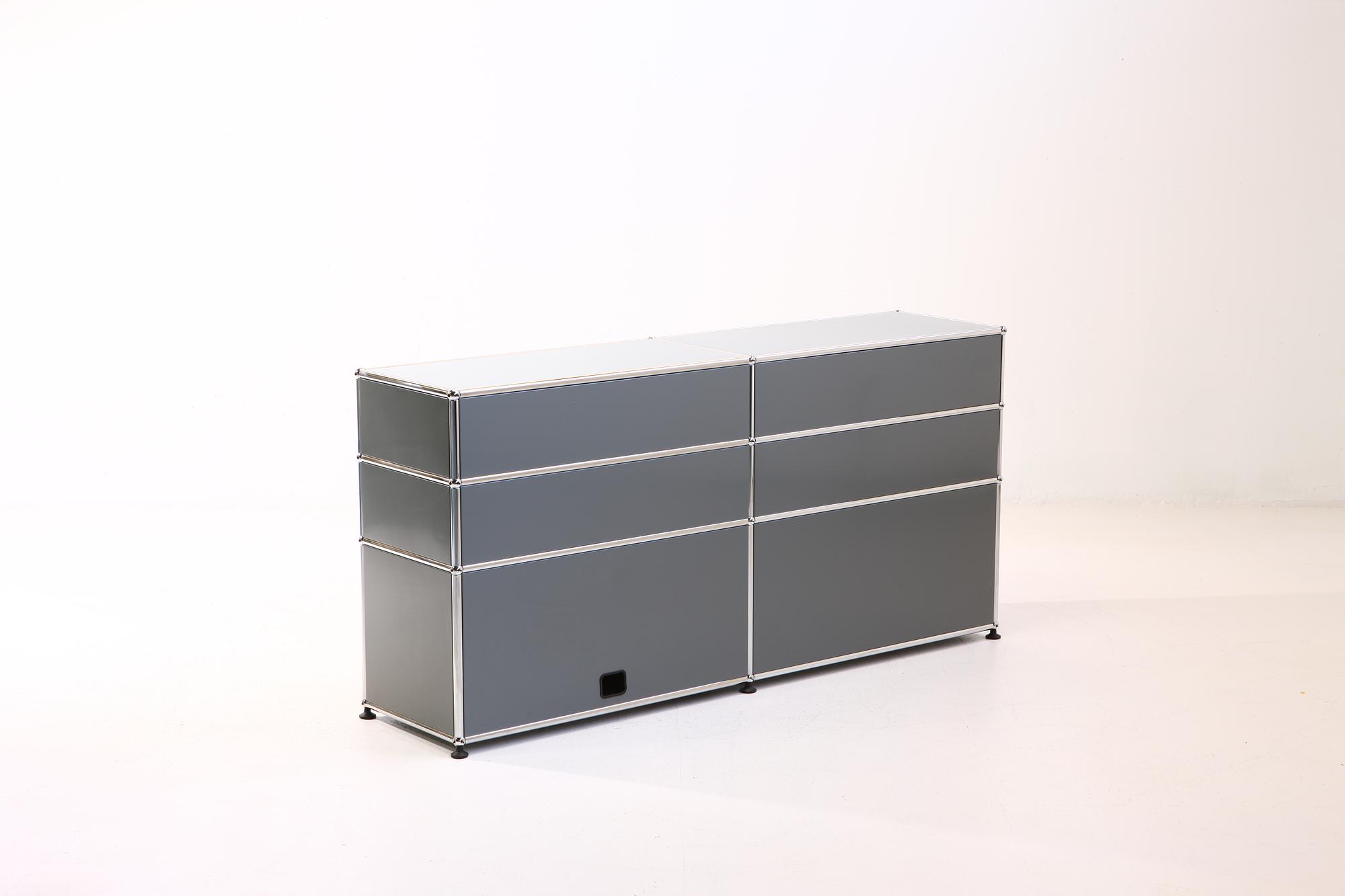Sideboard 3x3 mit Flügeltüren & Schiebeschubladen Silbergrau 6