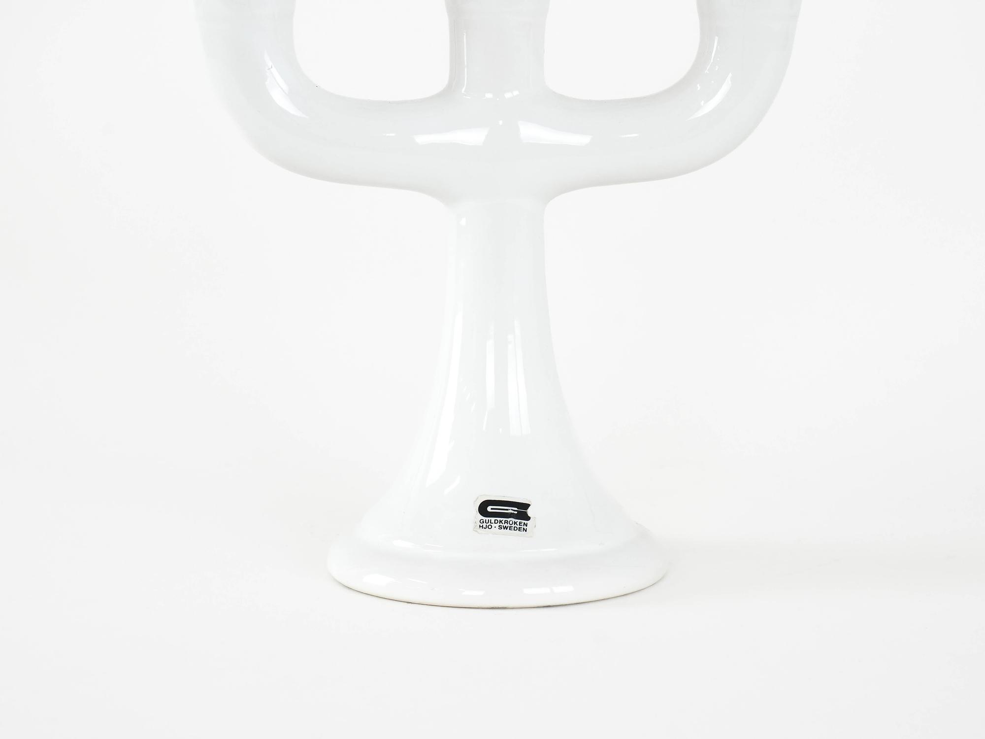 Candlestick Ceramic White 1970s 5