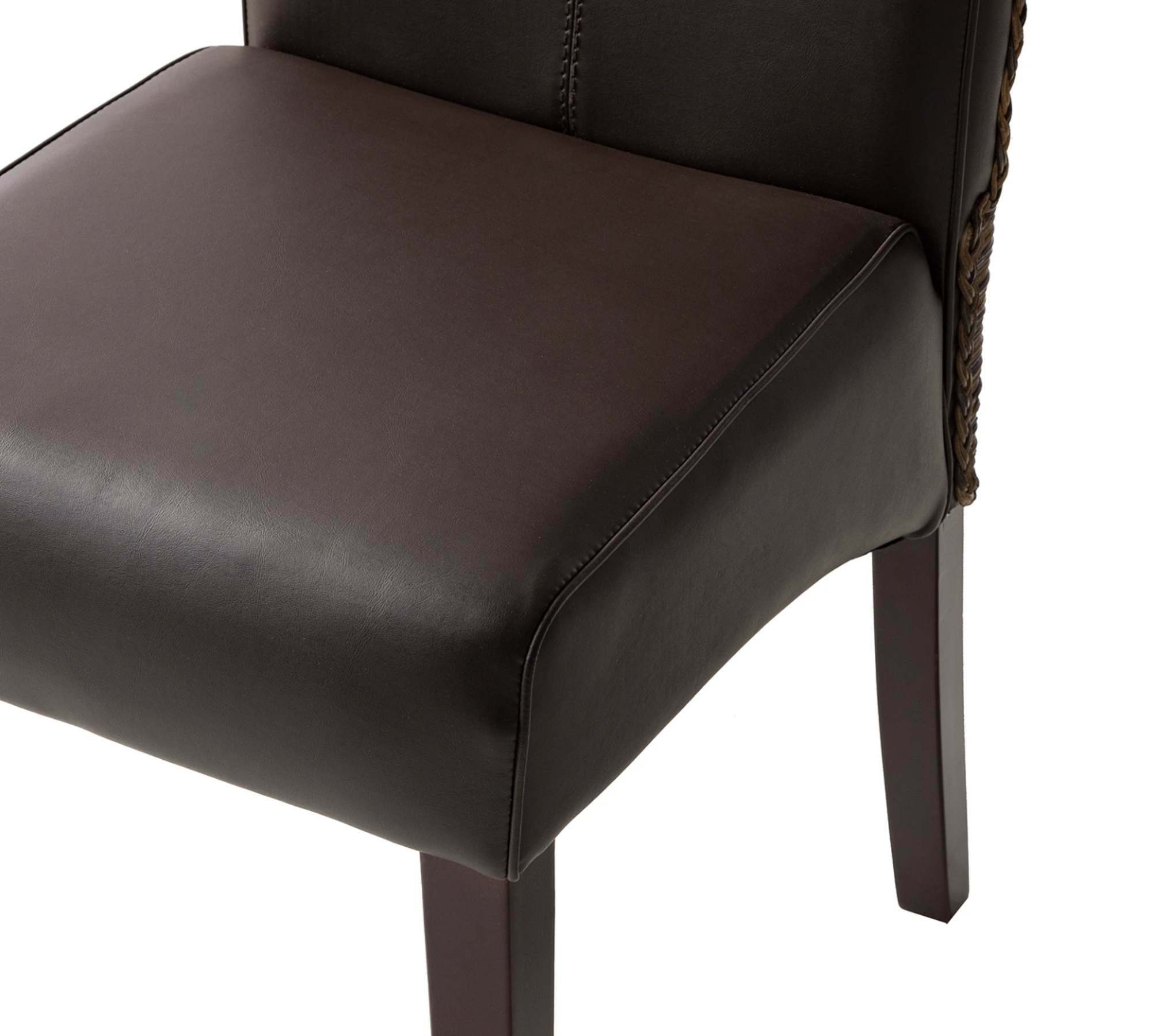 2x Esszimmerstuhl Kunstleder Rattan Braun 4