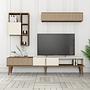 Milan lowboard with wall shelf walnut brown cream 3