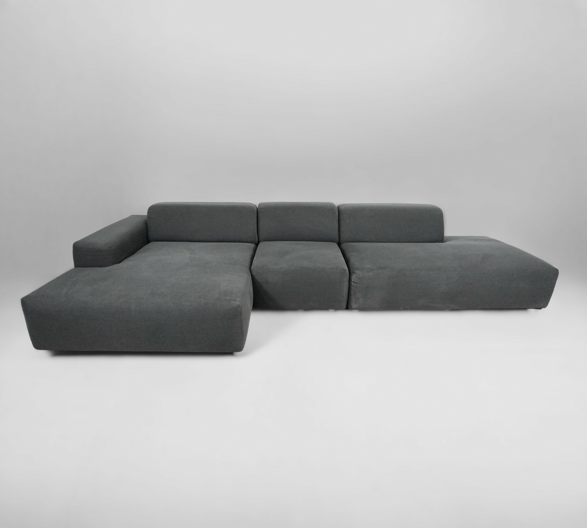 Pyllow Ecksofa mit 2 Récamieren Feingewebe Schwarz 1