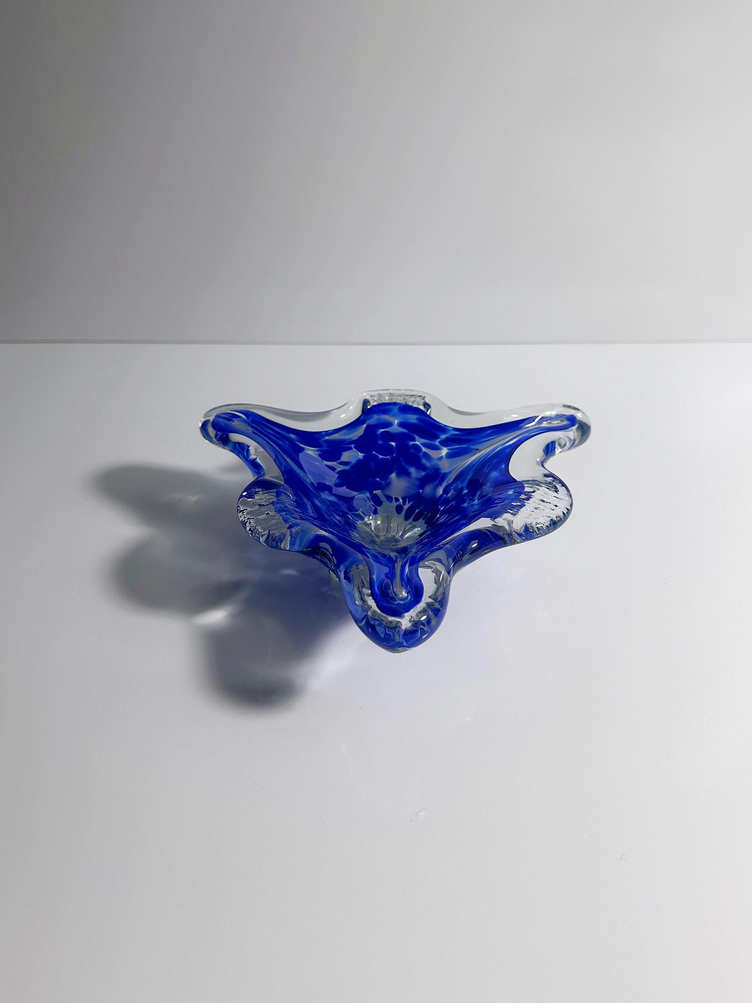 Vintage Ashtray Murano Glass Cobalt Blue 1970s 1