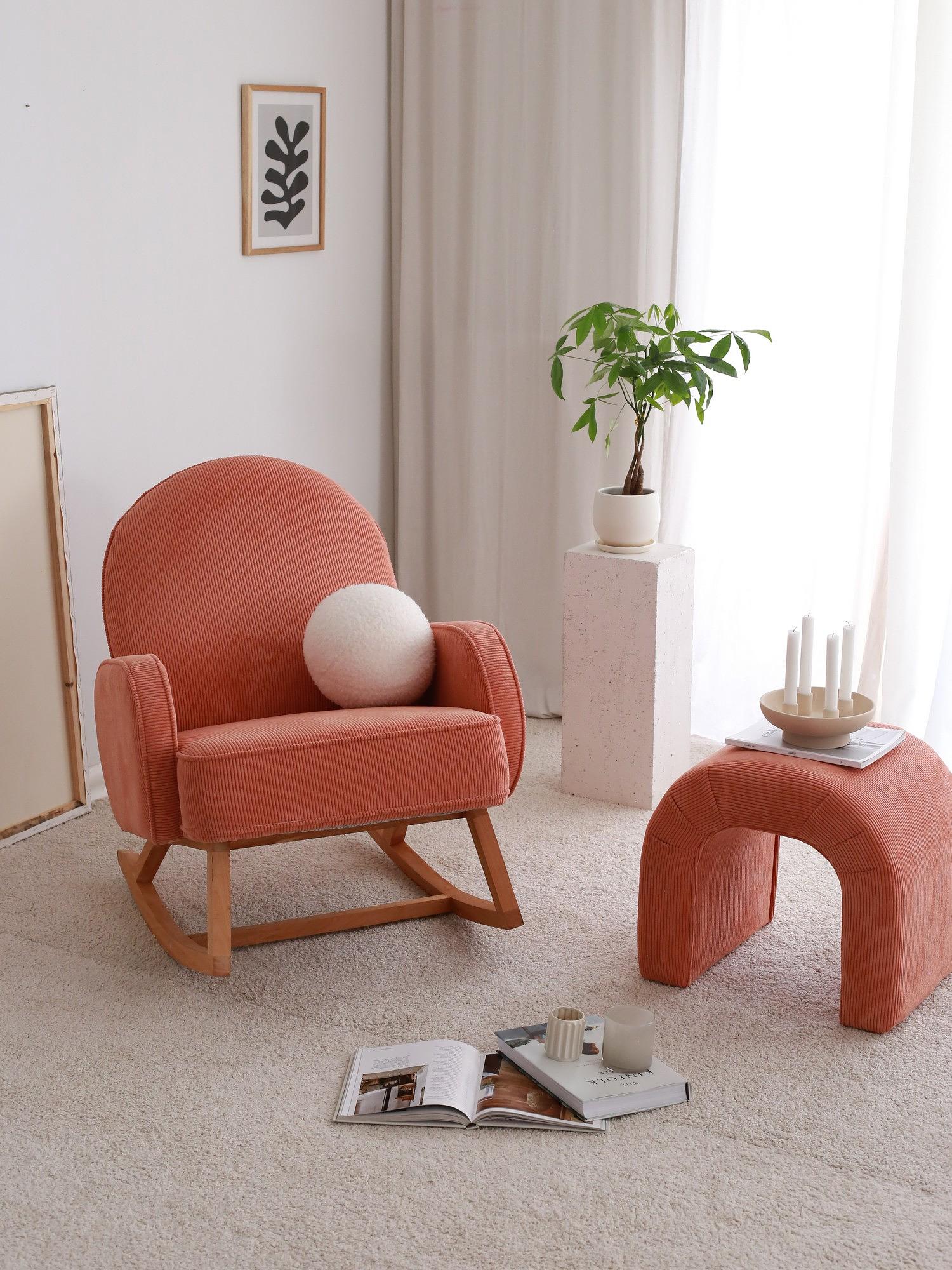 Yoko armchair velvet coral orange 1