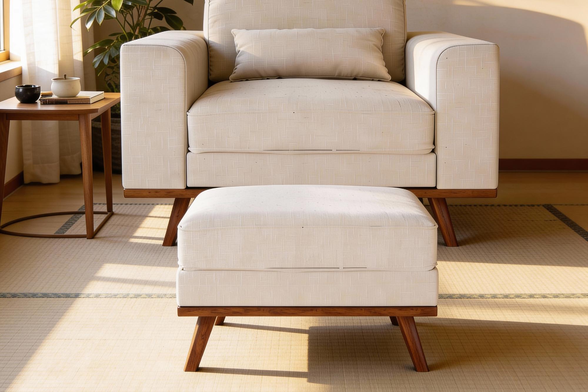 Ottoman Japandi Fabric Beige 6