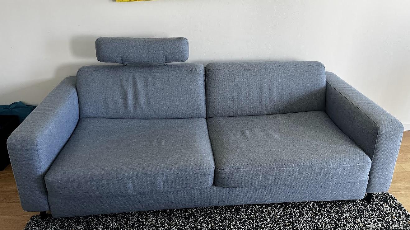 3-Seater Sofa Bed Blue 0