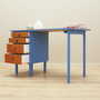 Vintage Schreibtisch Teakholz 1960er Jahre Blau 3