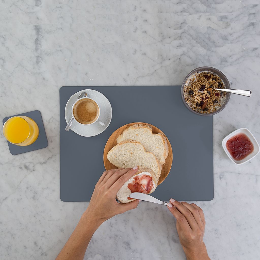 Placemat Rectangular 100% Recycled Leather Petrol 2