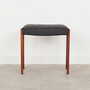 Vintage stool Teak wood Leather Black 1970s 1
