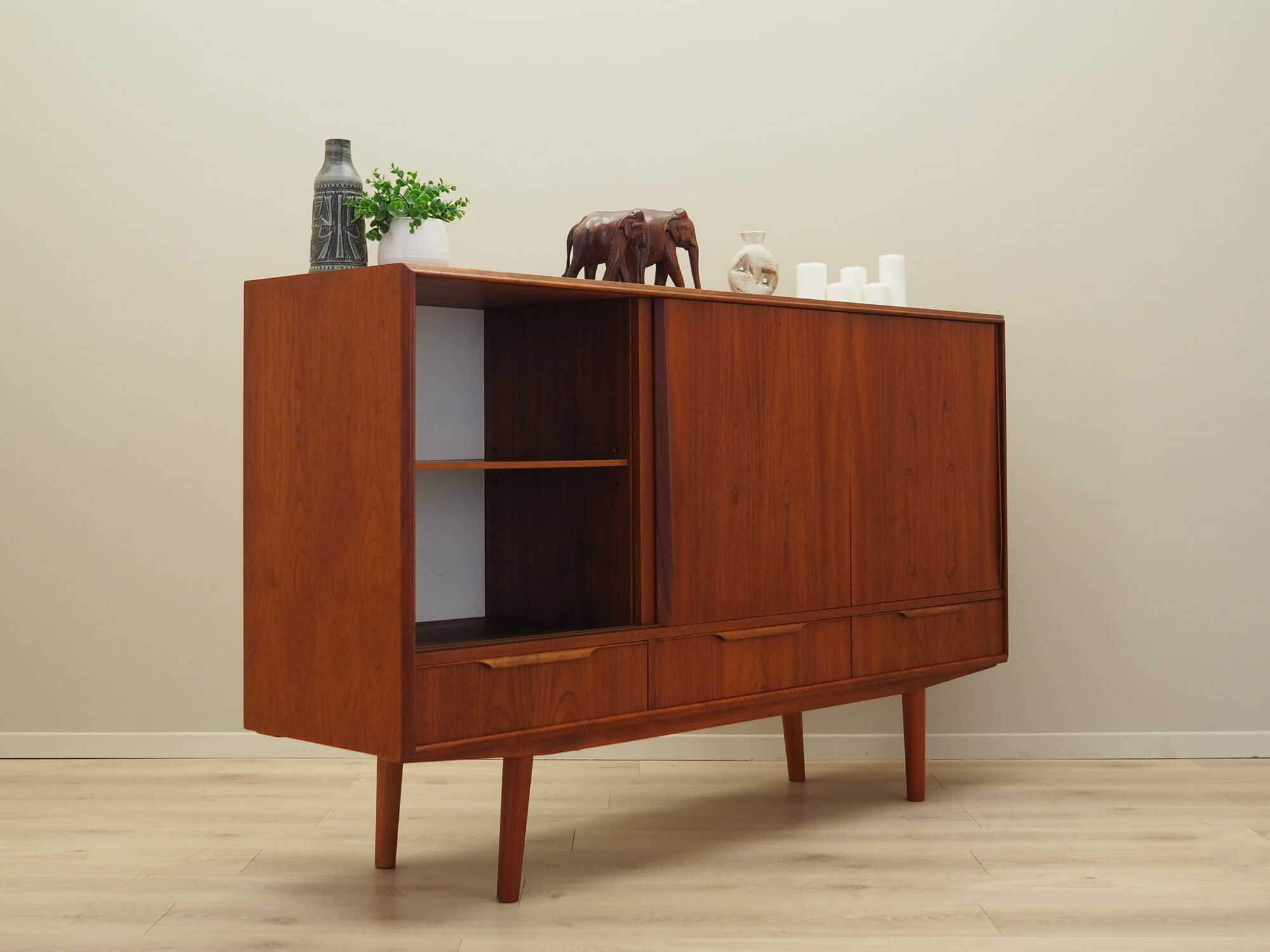 Highboard Teakholz Braun 1970er Jahre 6