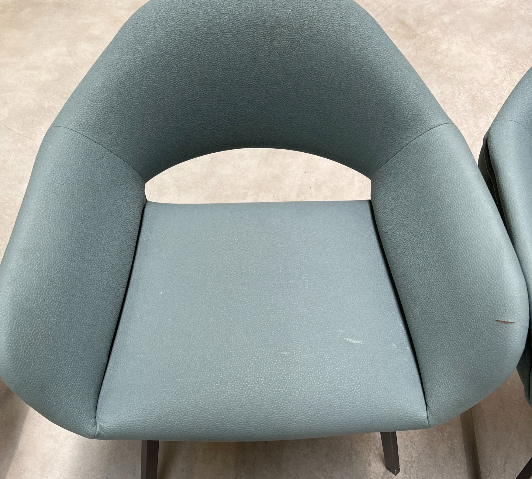 2x Esszimmerstuhl Kunstleder Holz Blau 3