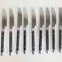 11x Vintage Tafelmesser Edelstahl Schwarz 1960er Jahre 2