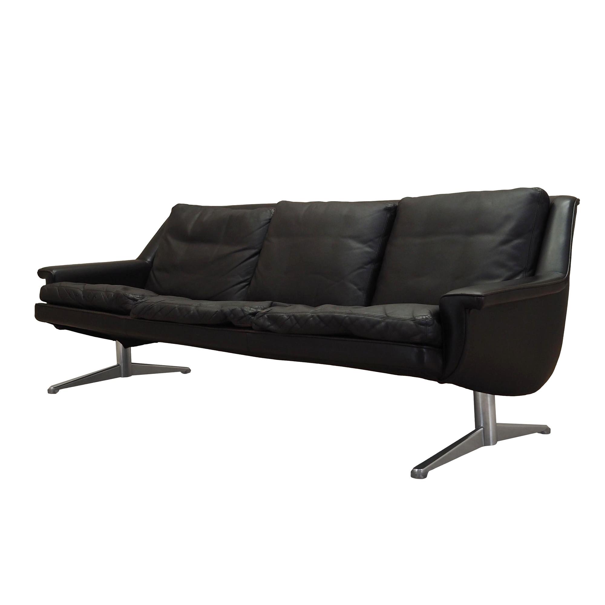 Sofa Leder Braun 1970er Jahre 0