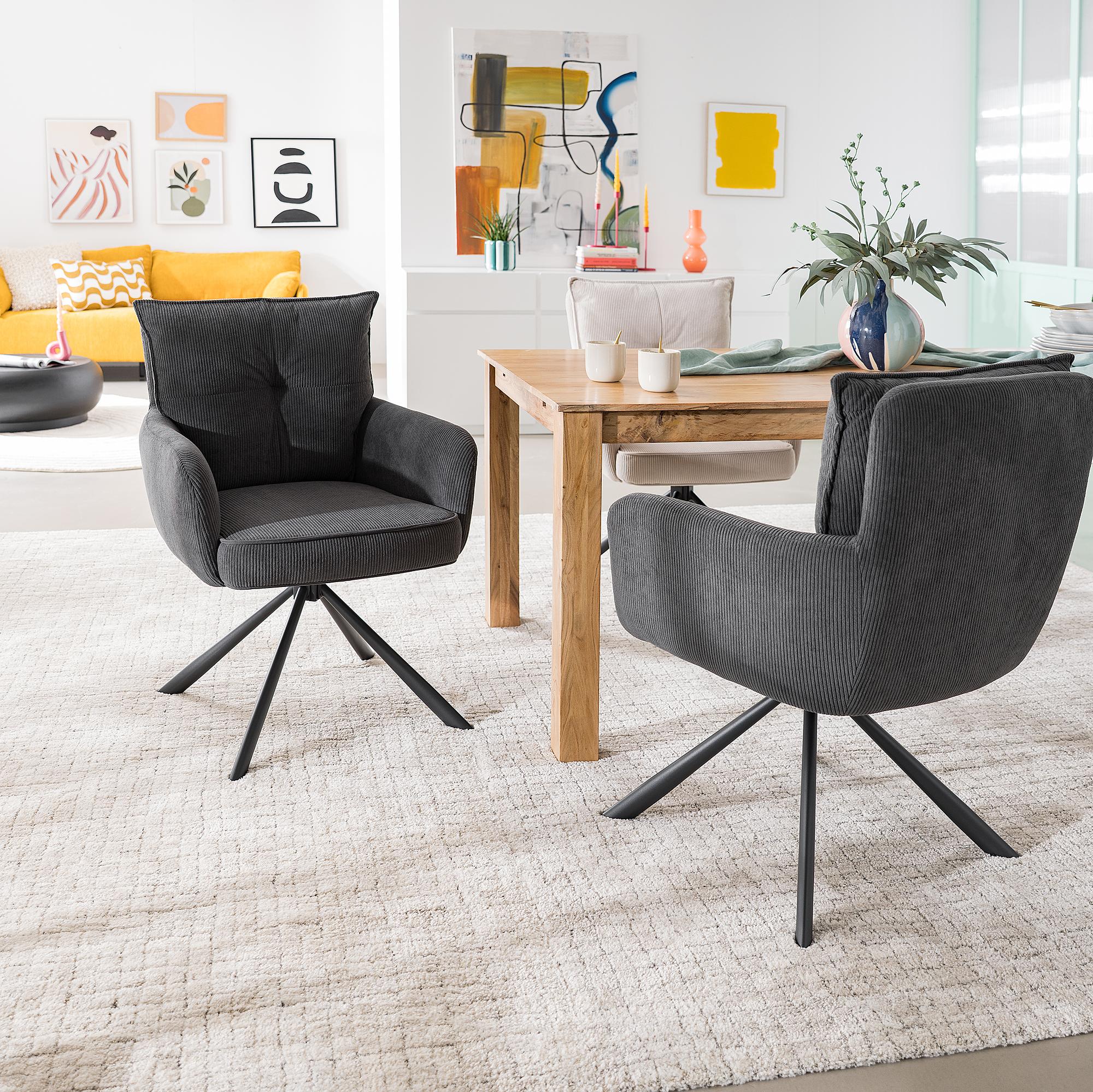 2x Drehbarer Armlehnenstuhl DIDRIP Cord Anthrazit 2