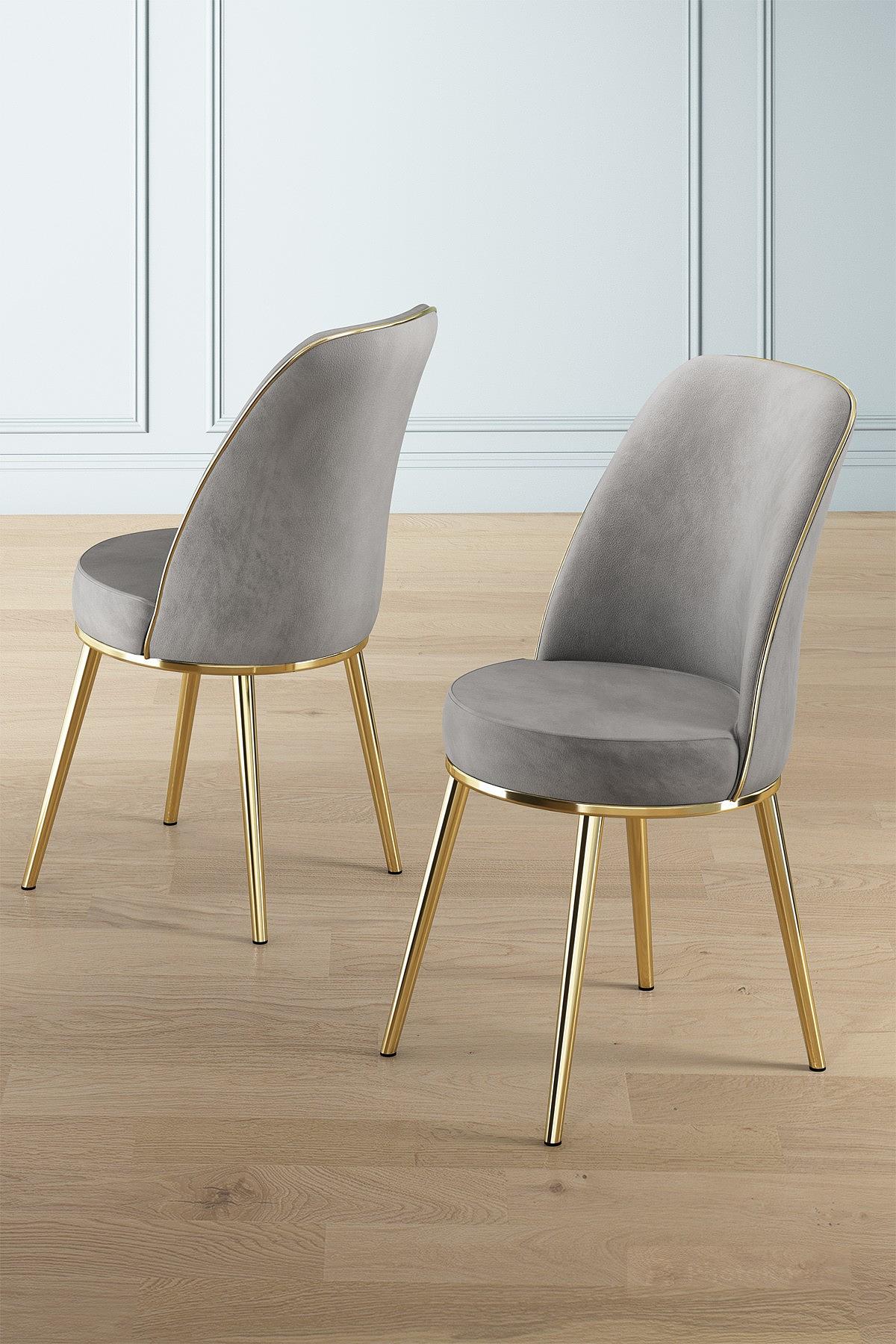 2x Pefa Chair Set Grey and Gold 1