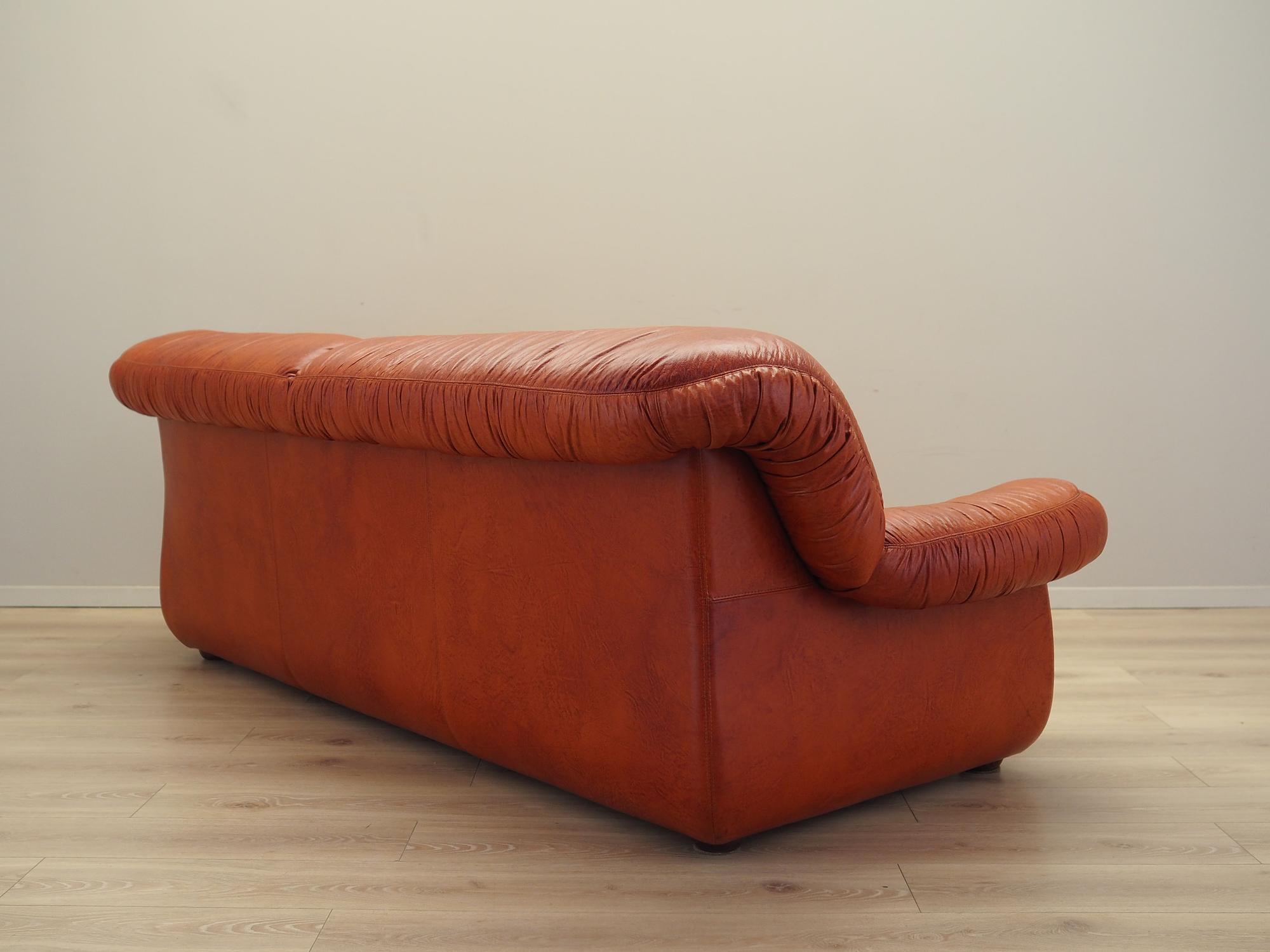 Sofa Leather Red 1970s 6