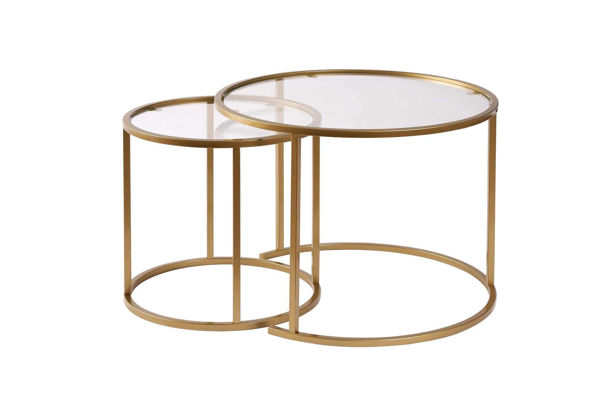 2x Gold Coffee Table Set Gold Transparent Ø80cm Ø60cm Ø42cm 0